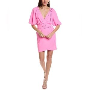 AMANDA UPRICHARD Durand Mini Dress in Shocking Pink Short Sleeve